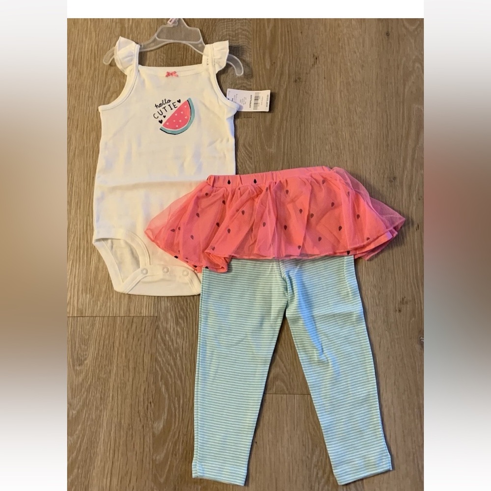(NWT) Carter’s Girl’s Size 18 Months Watermelon Sleeveless Tutu Pant Set